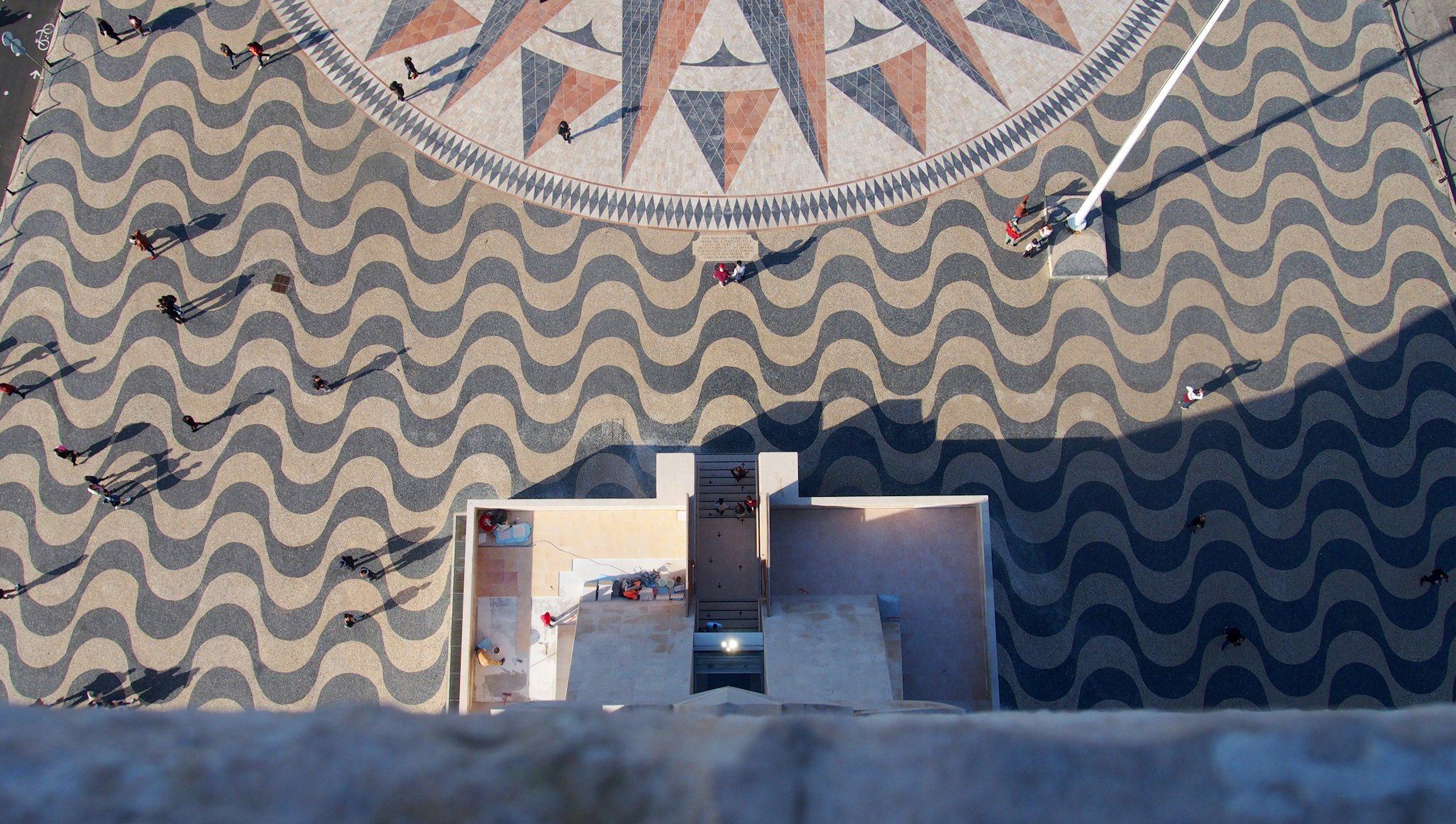 Monument to the Discoveries viewed from top to bottom